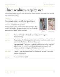 Page 6 of Reading Reversals: the first worked reading, a Celtic Cross with a reversed Ace of Wands.