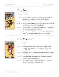 Page 12 of Reading Reversals: the Fool and the Magician, each upside down with four reversed readings.